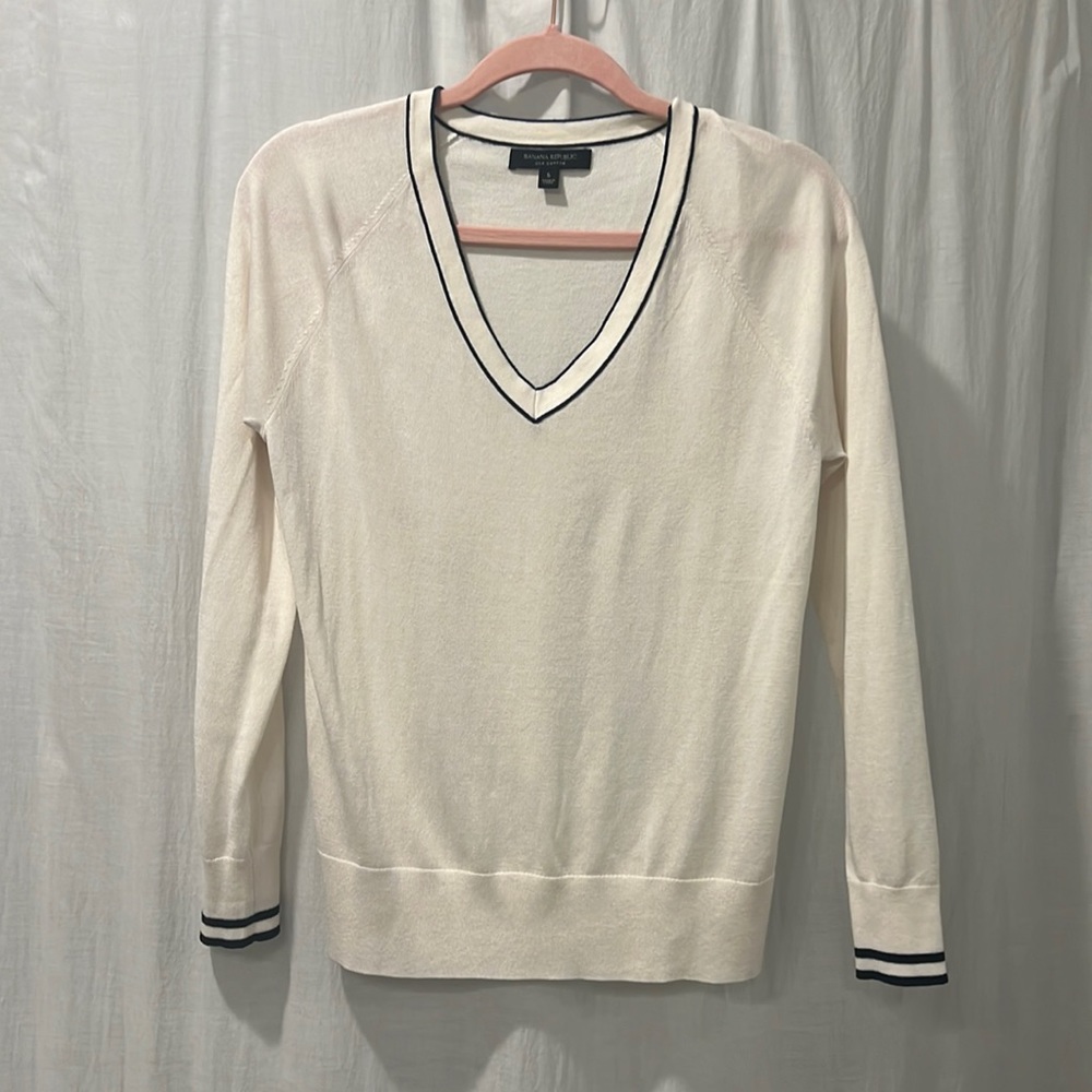 V neck Sweater Silk Cotton